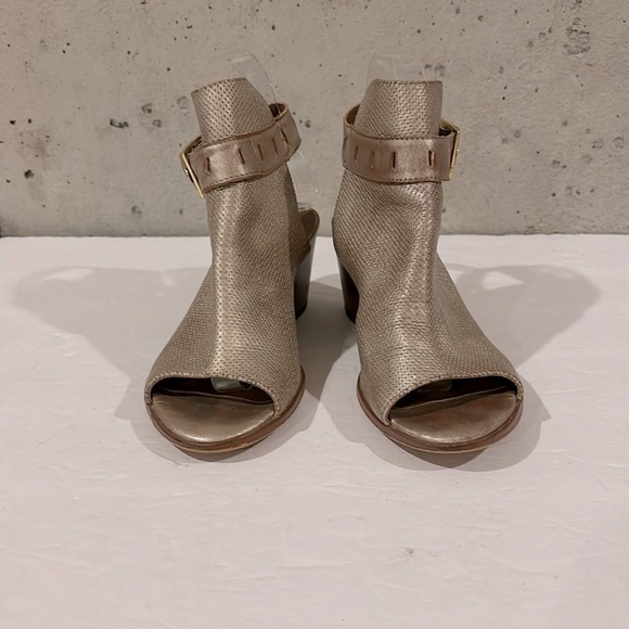 Nicole Shoes - Nicole Antique Gold Leather Talullah Open Toe Open Heel Shootie - Size 6.5